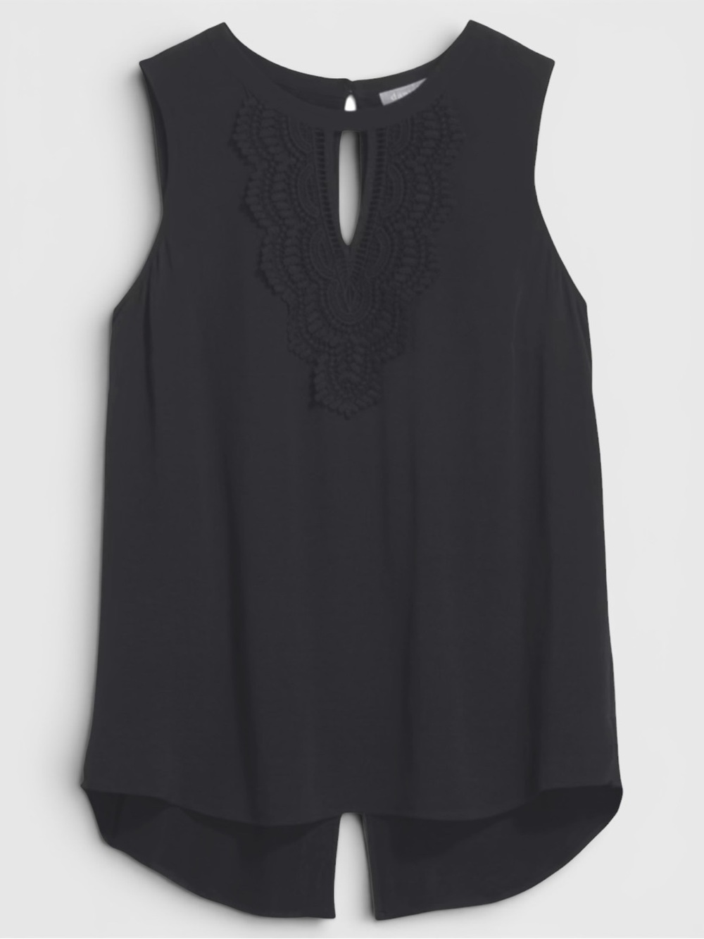 Daniel Rainn Quin Keyhole Sleeveless Blouse Black Crochet Size XXL